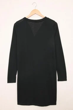 Fashion Dear-Lover Solid Color Open-Front Buttons Cardigan Black