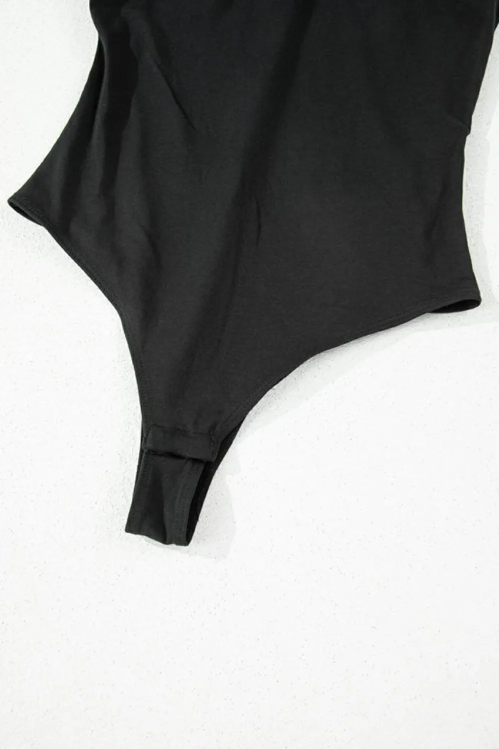Fashion Dear-Lover Solid Color Pleated One Shoulder Bodysuit Black