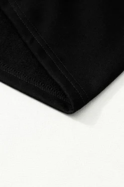 Online Dear-Lover Solid Color Puff Sleeve Ruffle Hem Mini Dress Black