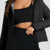 Sale Dear-Lover Solid Color Quilted Zip-up Puffer Jacket Black