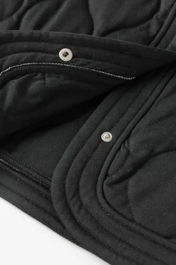 Outlet Dear-Lover Solid Color Quilted Snap Button Jacket Black