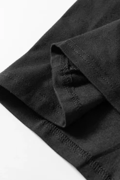 Sale Dear-Lover Solid Color Round Neck Basic Tunic T Shirt Black