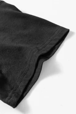 Sale Dear-Lover Solid Color Round Neck Basic Tunic T Shirt Black