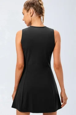 Outlet Dear-Lover Solid Color Sleeveless Basic Active Mini Dress Black
