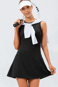 Outlet Dear-Lover Solid Color Sleeveless Basic Active Mini Dress Black