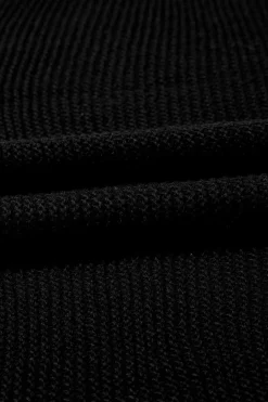 Fashion Dear-Lover Solid Color Sweater Tee with Side Slits Black