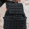 Hot Dear-Lover Solid Flapped Quilted Puffer Backpack Black