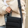 Sale Dear-Lover Solid Minimalist Foldover Puffer Crossbody Bag Black