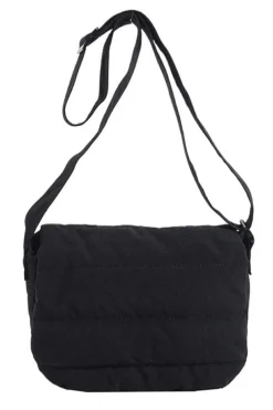 Sale Dear-Lover Solid Minimalist Foldover Puffer Crossbody Bag Black