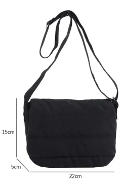 Sale Dear-Lover Solid Minimalist Foldover Puffer Crossbody Bag Black