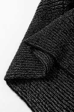 Sale Dear-Lover Solid O Neck Balloon Sleeve Loose Fit Sweater Black