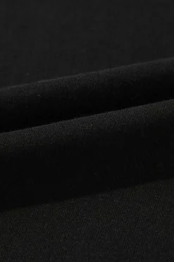 Best Dear-Lover Solid O Neck High Low Hem Pullover Sweatshirt Black