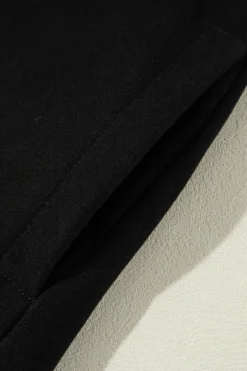 Best Dear-Lover Solid O Neck High Low Hem Pullover Sweatshirt Black