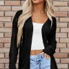 Discount Dear-Lover Solid Open Knit Cardigan Black