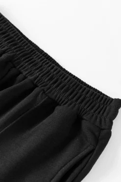 Discount Dear-Lover Solid Pullover and Seamed Casual Pants Set Black