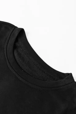 Discount Dear-Lover Solid Pullover and Seamed Casual Pants Set Black