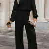 Discount Dear-Lover Solid Ribbed Knit Keyhole Back High Waist Jumpsuit Black