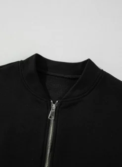 Outlet Dear-Lover Solid Seamed Zipper Jacket and Drawstring Waist Pants Set Black