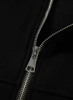 Outlet Dear-Lover Solid Seamed Zipper Jacket and Drawstring Waist Pants Set Black