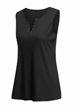 Best Dear-Lover Solid Slim-fit V Neck Tank Top Black