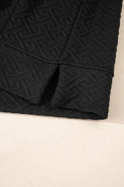 New Dear-Lover Solid Textured Half Zipper Collared Sweatshirt Black