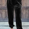 Best Dear-Lover Solid Velvet Jogger Pants Black