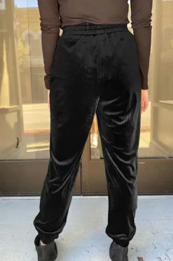 Best Dear-Lover Solid Velvet Jogger Pants Black