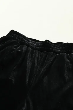 Best Dear-Lover Solid Velvet Jogger Pants Black