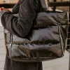 Online Dear-Lover Solid Zipper Puffer Large Tote Bag Black