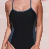 Sale Dear-Lover Spaghetti Strap Cutout Back Sporty One Piece Swimsuit Black
