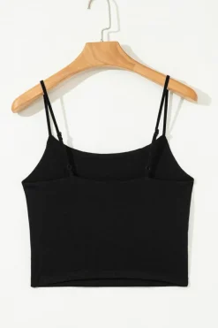 Discount Dear-Lover Spaghetti Strap Skinny Fit Cropped Tank Top Black
