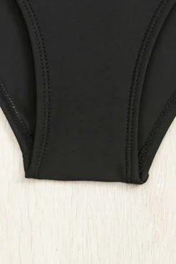 Discount Dear-Lover Spaghetti Straps Metal V Decor One-Piece Swimsuit Black