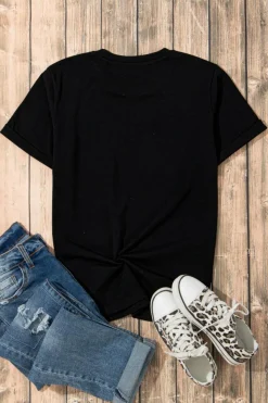 Best Dear-Lover Sparkle Rhinestone Smile Face Graphic T Shirt Black