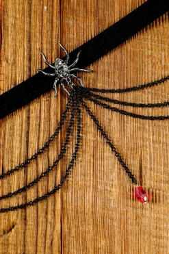 Sale Dear-Lover Spider Layered Chain Bead Pendant Choker Necklace Black