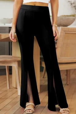 Best Dear-Lover Split Hem High Waist Pants Black