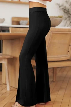 Best Dear-Lover Split Hem High Waist Pants Black