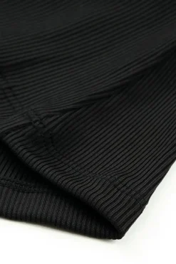 New Dear-Lover Split Neck Ribbed Knit Tank Top Black