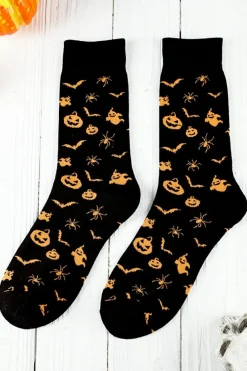 Outlet Dear-Lover Spooky Season Halloween Element Print Socks Black