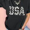 Sale Dear-Lover Star USA Graphic Crewneck T Shirt Black
