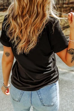 Sale Dear-Lover Star USA Graphic Crewneck T Shirt Black