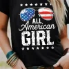Sale Dear-Lover Stars and Stripes Glasses Slogan Graphic T Shirt Black