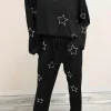 Sale Dear-Lover Stars Print Long Sleeve Drawstring High Waist Lounge Set Black