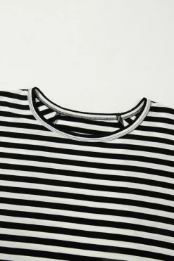 Outlet Dear-Lover Batwing Sleeve Crewneck Oversized Top Black Stripe