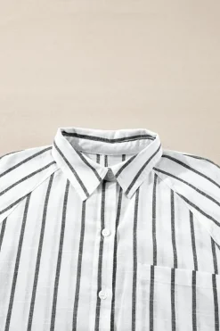 Best Dear-Lover Chest Pocket Buttoned Oversized Shirt Black Stripe