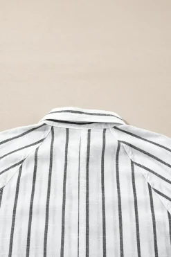 Best Dear-Lover Chest Pocket Buttoned Oversized Shirt Black Stripe