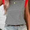 Outlet Dear-Lover Colorblock Edge Round Neck Tank Top Black Stripe