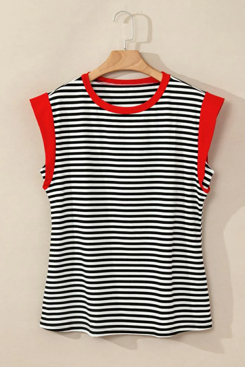 Outlet Dear-Lover Colorblock Edge Round Neck Tank Top Black Stripe