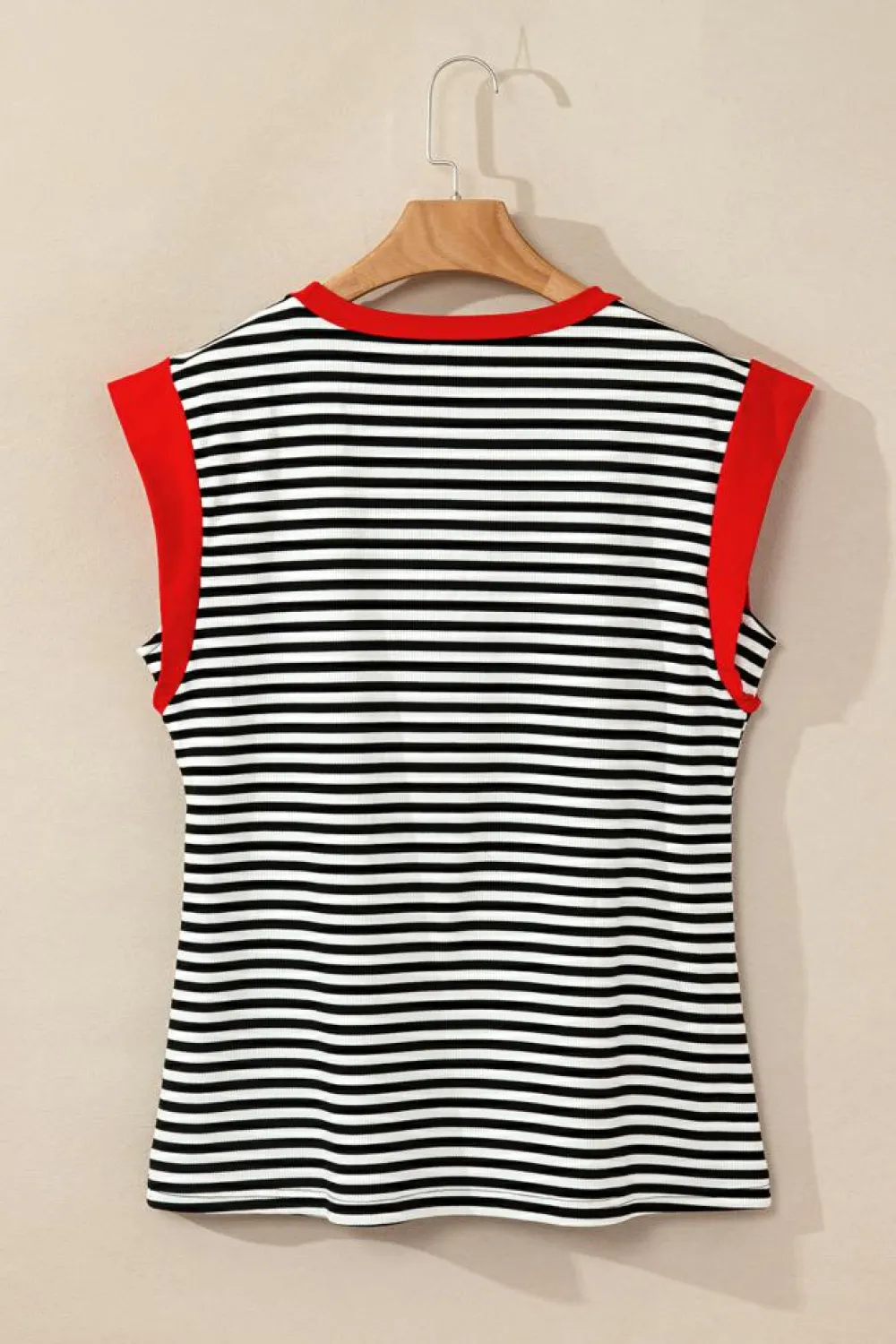 Outlet Dear-Lover Colorblock Edge Round Neck Tank Top Black Stripe