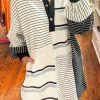 Outlet Dear-Lover Colorblock Knit Henley Collar Shift Long Sleeve Mini Dress Black Stripe