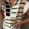 Discount Dear-Lover Colorblock Quarter Zip Collar Sweater Vest Black Stripe
